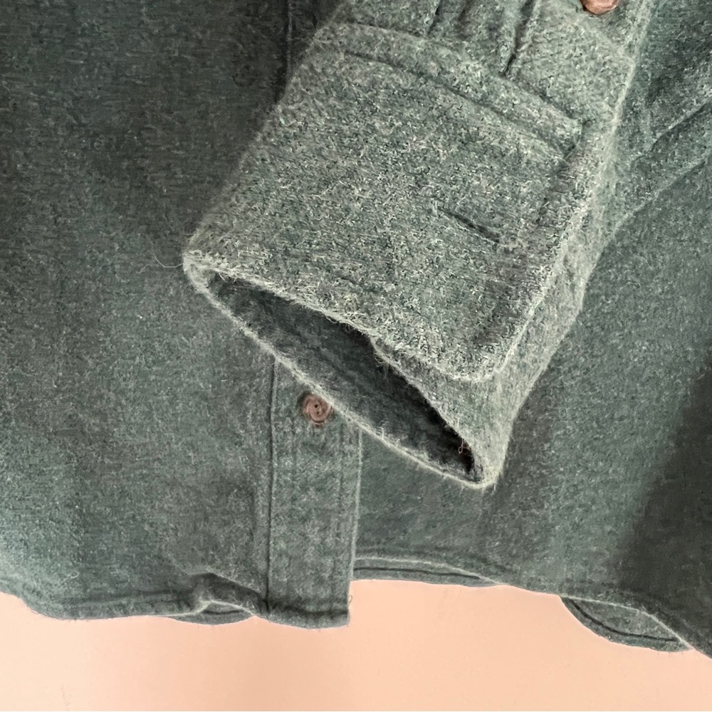 Madewell Teal Green Flannel Button Down Shirt Medium Oversized Ex-Boyfriend Top - Picture 5 of 10
